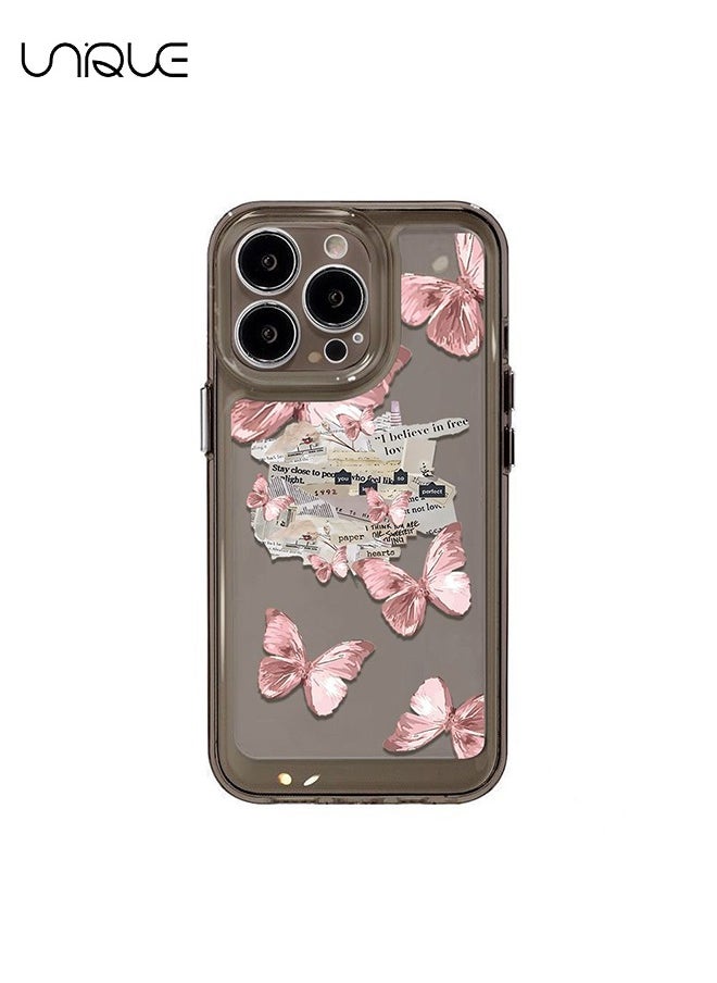 Unique - Compatible with iPhone 15 Pro Max Cases, Butterfly Doodle Cases, Clear Black Cases - Sleek and Minimalist Phone Cases - TPU Drop Protection - Image 1