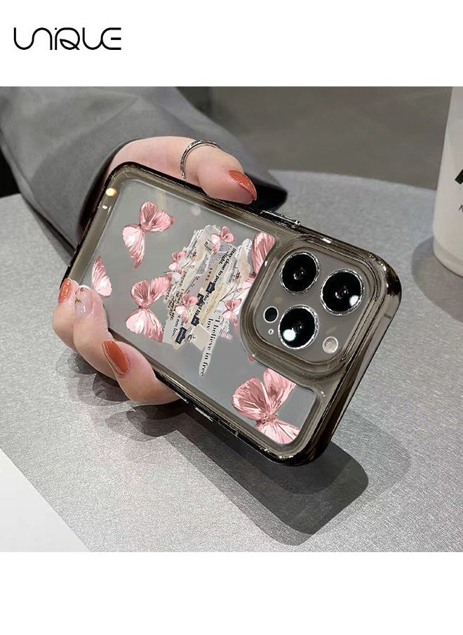 Unique - Compatible with iPhone 15 Pro Max Cases, Butterfly Doodle Cases, Clear Black Cases - Sleek and Minimalist Phone Cases - TPU Drop Protection - Image 1