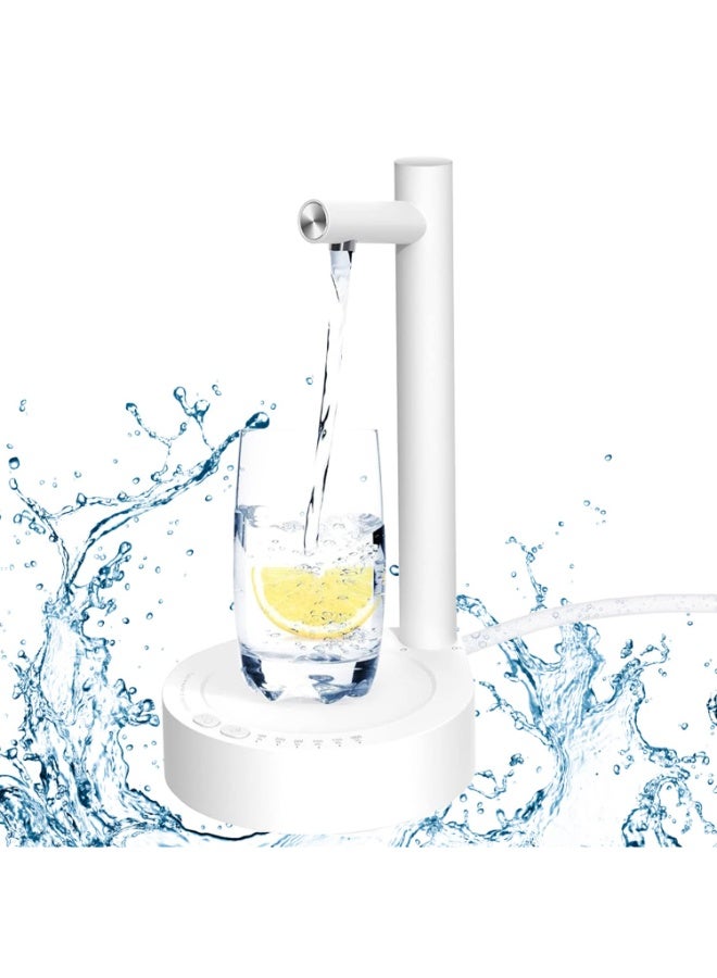 Desktop Water Dispenser for 5 Gallon Bottle & Universal Bottles, Electric Water Quantitative Pump Portable USB Charging Automatic Drinking Water Jug Bottle Dispenser (White) - Image 1