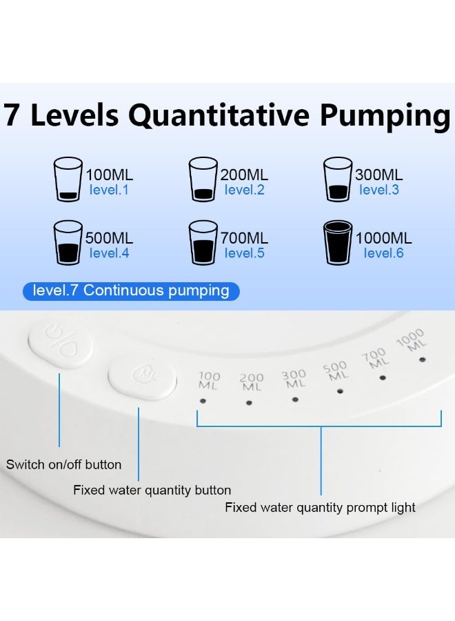 Desktop Water Dispenser for 5 Gallon Bottle & Universal Bottles, Electric Water Quantitative Pump Portable USB Charging Automatic Drinking Water Jug Bottle Dispenser (White) - Image 2