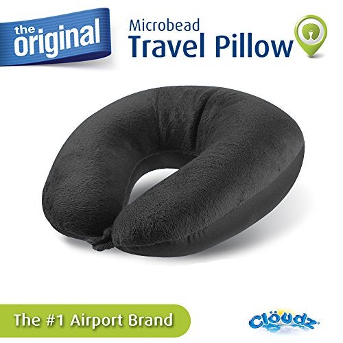 Cloudz Dual Comfort Microbead Airplane Travel Neck Pillow. Super Soft Cozy Plush Fabric on One Side, Cool Relaxing Spandex on the Other! Customize your Comfort and Support at Home or On the Go!-Black - Image 3