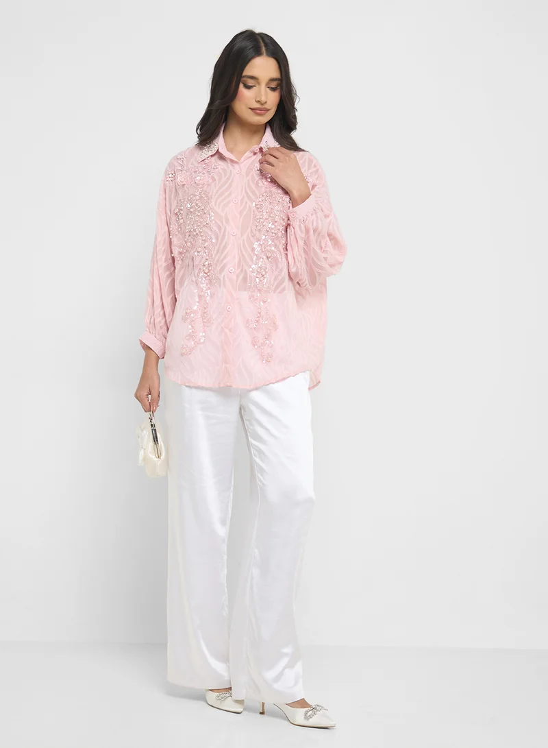ELLA Embellished Button Down Shirt