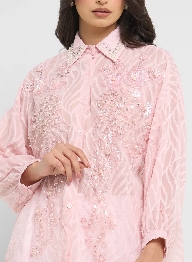 ELLA Embellished Button Down Shirt