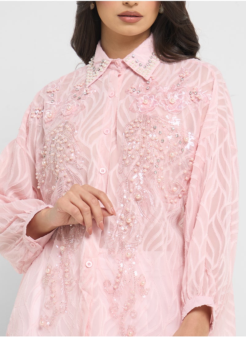 ELLA Embellished Button Down Shirt  - Image 3
