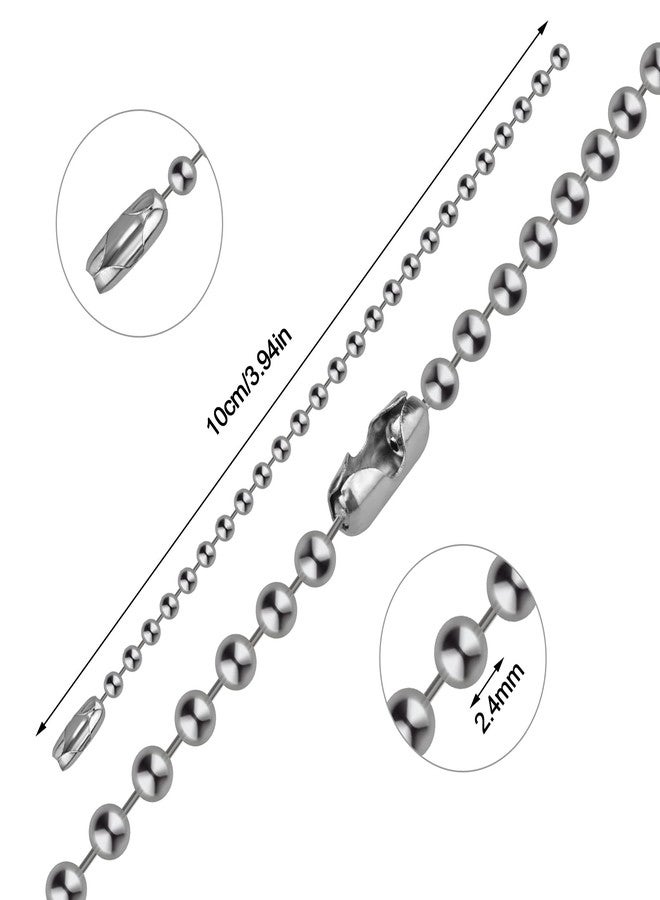 SUMERSHA 100Pcs Ball Bead Chains 4 Inch, Adjustable Metal Chains 2.4mm, with Connectors - Keychain, Dog Tag Chains for Jewelry Making, DIY Craft Projects, Silver Color - Image 2