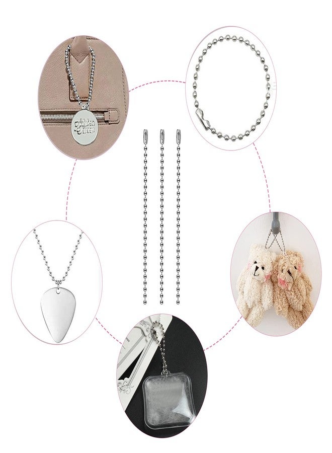 SUMERSHA 100Pcs Ball Bead Chains 4 Inch, Adjustable Metal Chains 2.4mm, with Connectors - Keychain, Dog Tag Chains for Jewelry Making, DIY Craft Projects, Silver Color - Image 3