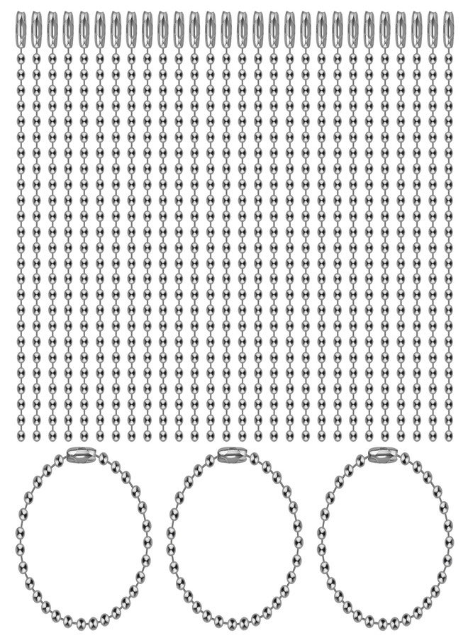 SUMERSHA 100Pcs Ball Bead Chains 4 Inch, Adjustable Metal Chains 2.4mm, with Connectors - Keychain, Dog Tag Chains for Jewelry Making, DIY Craft Projects, Silver Color - Image 1