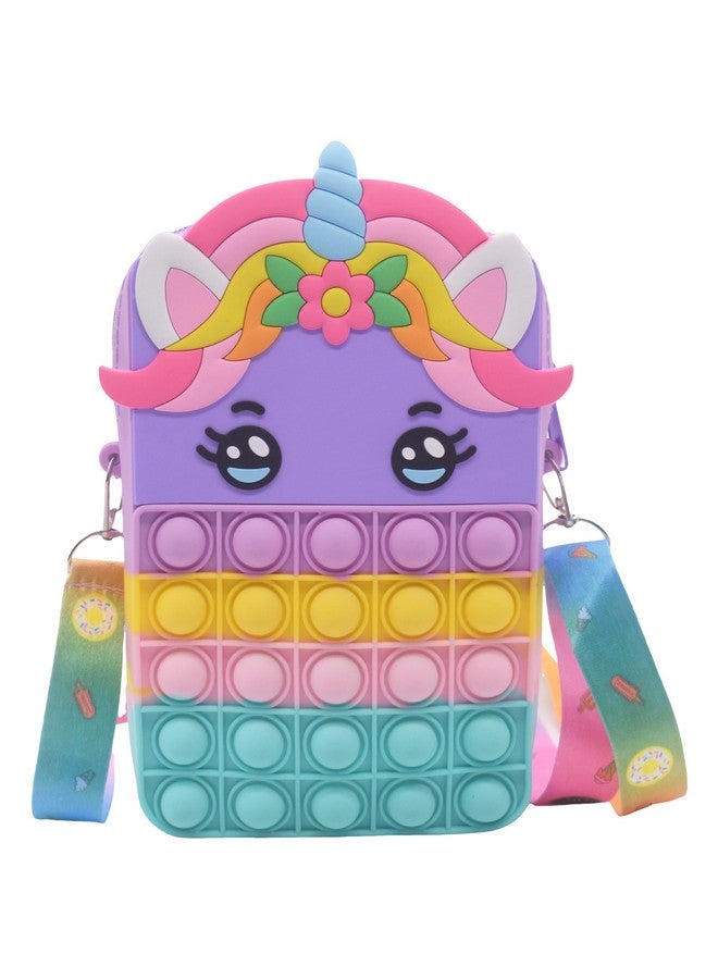 Kiditos Pop It Bag Unicorn Stylish Sling Bag for Women, Girls & Kids with Adjustable Strap Party Favors Picnic Bag Stress Relief Fidget Toy, Multi - Image 1