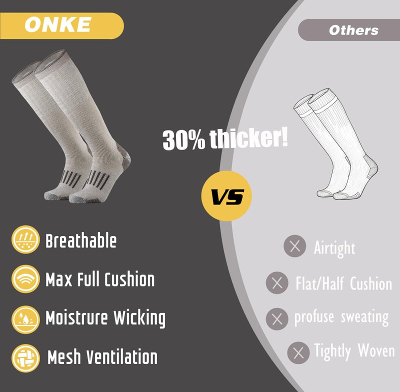 ONKE Max Full Cushion Knee High Socks for Men Steel Toe Work Boot Over the Calf OTC Moisture Wicking Thermal Hiking Hunting(Brown XL) - Image 4