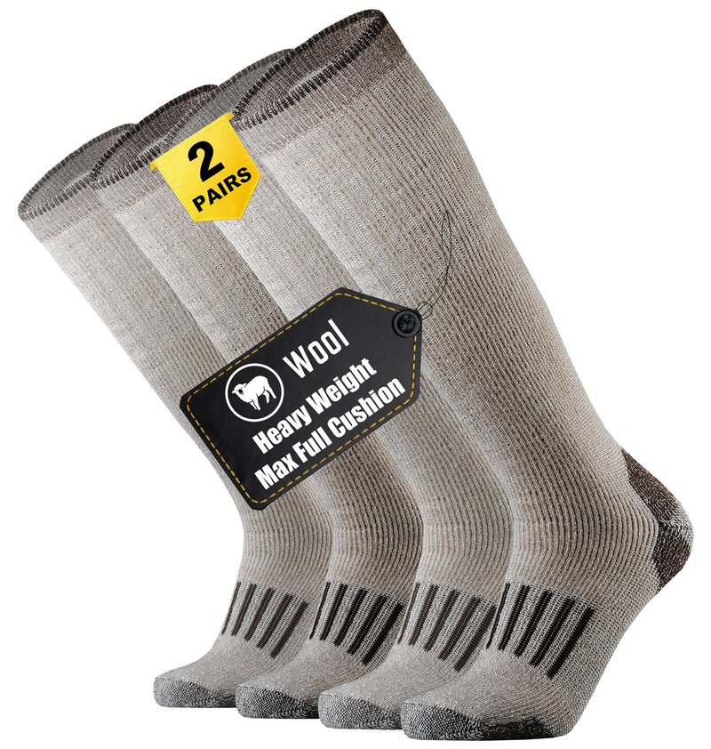 ONKE Max Full Cushion Knee High Socks for Men Steel Toe Work Boot Over the Calf OTC Moisture Wicking Thermal Hiking Hunting(Brown XL) - Image 1