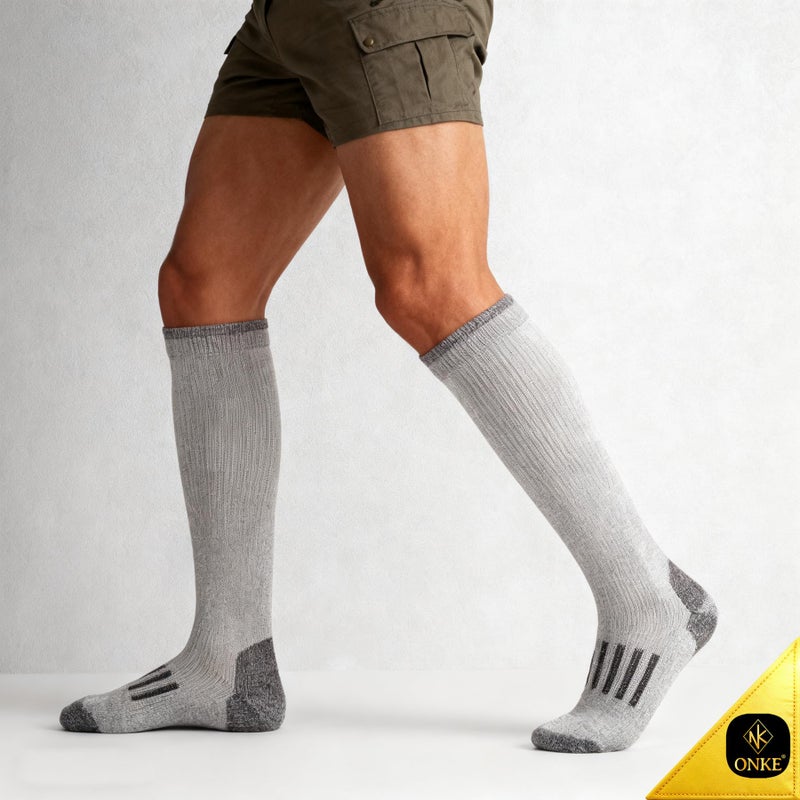 ONKE Max Full Cushion Knee High Socks for Men Steel Toe Work Boot Over the Calf OTC Moisture Wicking Thermal Hiking Hunting(Brown XL) - Image 2