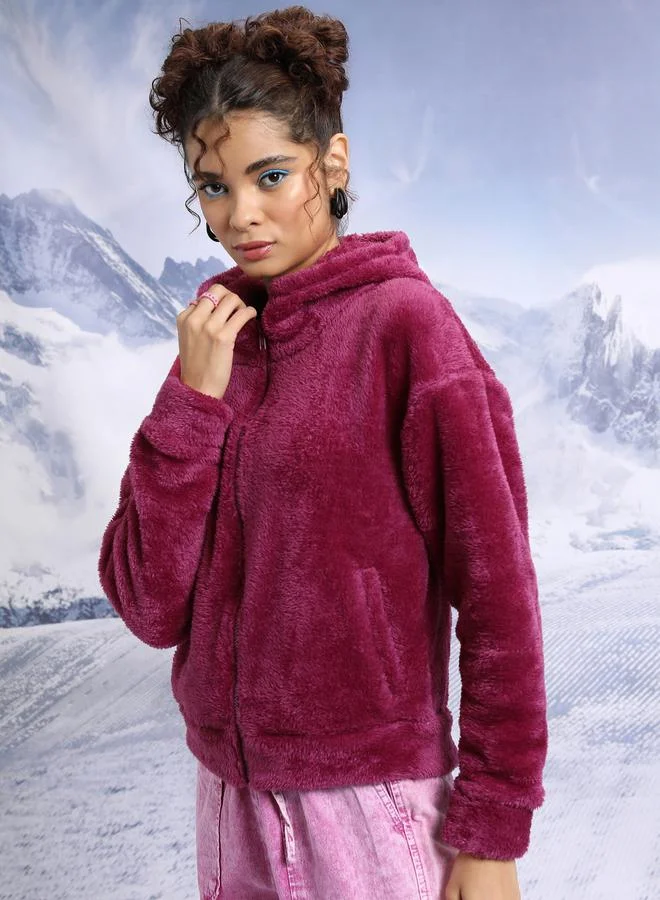 Tokyo Talkies Relaxed Fit Hooded Fleece Sweatshirt by Styli