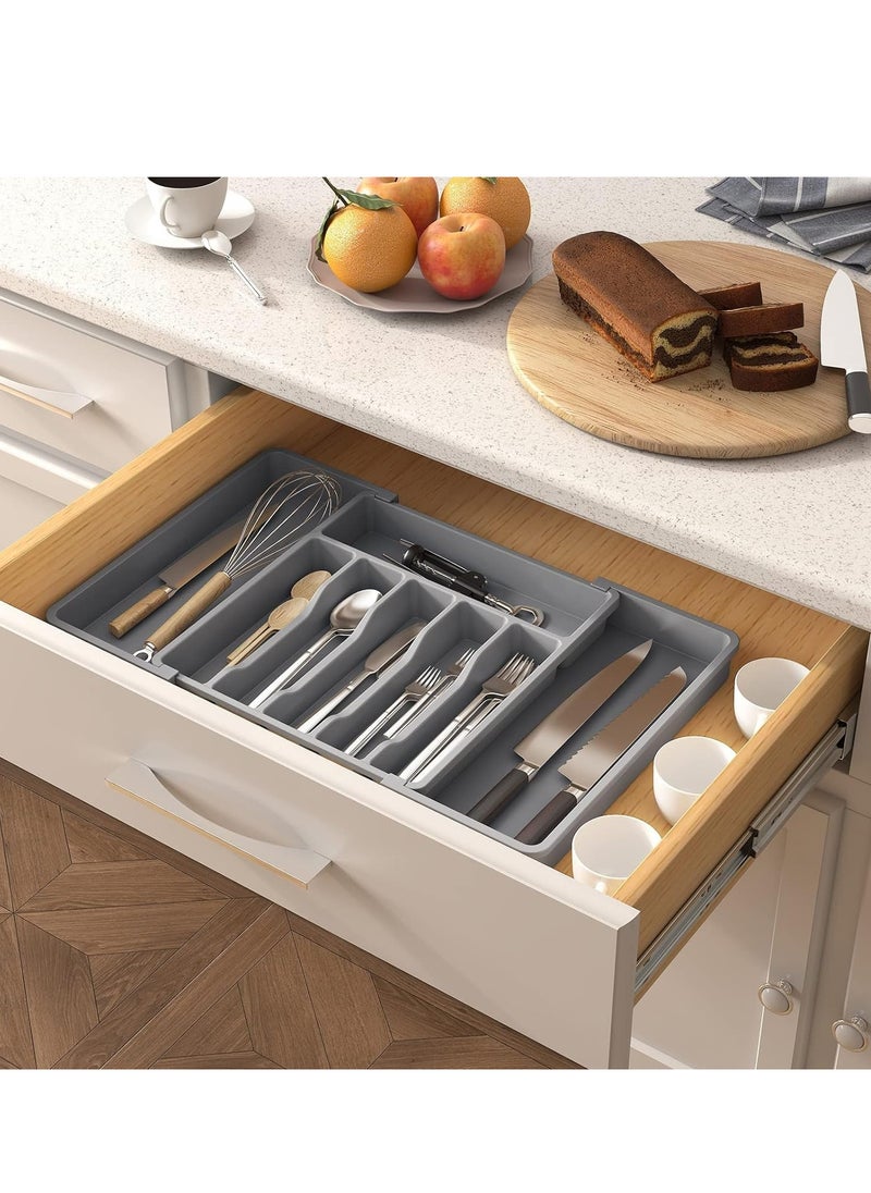 Cozy Nest - Adjustable Cutlery Storage Holder Expandable Tableware & Silverware Organizer BPA-Free Drawer Tray for Utensils Space-Saving with Dividers for Spoons Forks Knives - Image 1