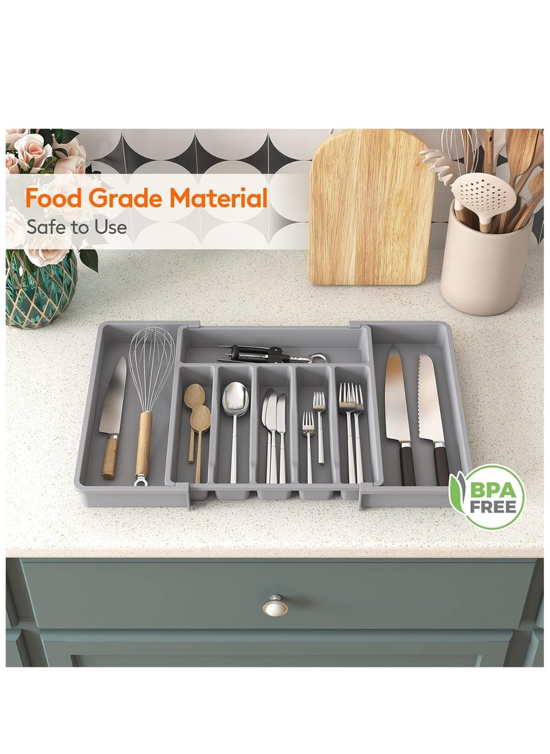 Cozy Nest - Adjustable Cutlery Storage Holder Expandable Tableware & Silverware Organizer BPA-Free Drawer Tray for Utensils Space-Saving with Dividers for Spoons Forks Knives - Image 1