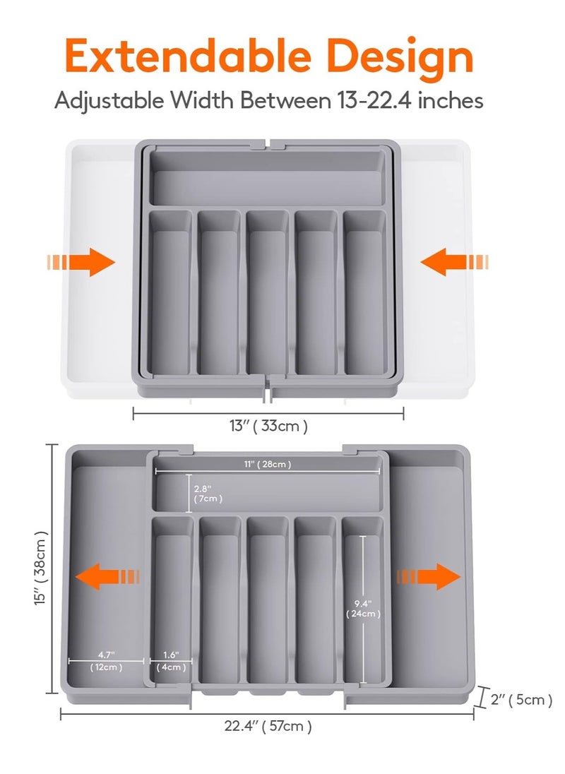 Cozy Nest - Adjustable Cutlery Storage Holder Expandable Tableware & Silverware Organizer BPA-Free Drawer Tray for Utensils Space-Saving with Dividers for Spoons Forks Knives - Image 1