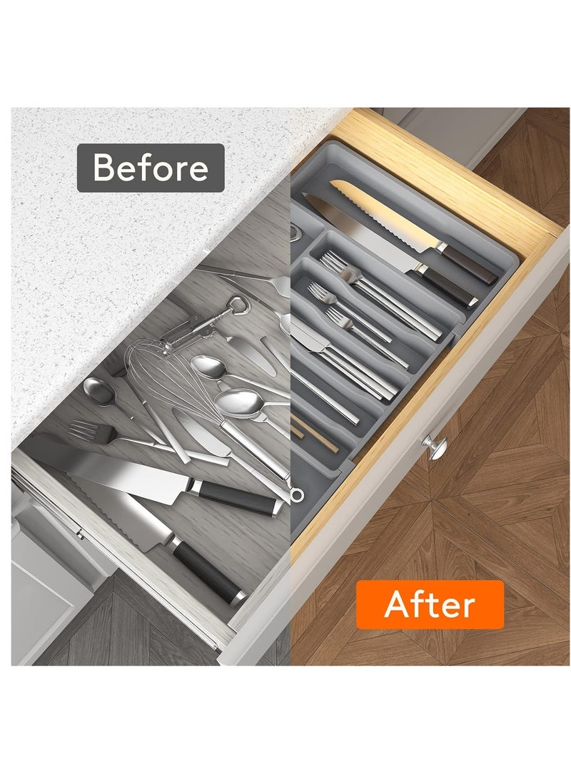 Cozy Nest - Adjustable Cutlery Storage Holder Expandable Tableware & Silverware Organizer BPA-Free Drawer Tray for Utensils Space-Saving with Dividers for Spoons Forks Knives - Image 1