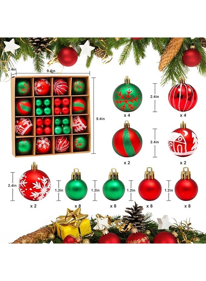 Christmas Ornaments Decorations for Tree Shatterproof Holiday Ornaments Set, 44 Pieces, Assorted Designs, Hanging Christmas Decorations for Tree  Wreath Garlands and Home Decor  - Image 2