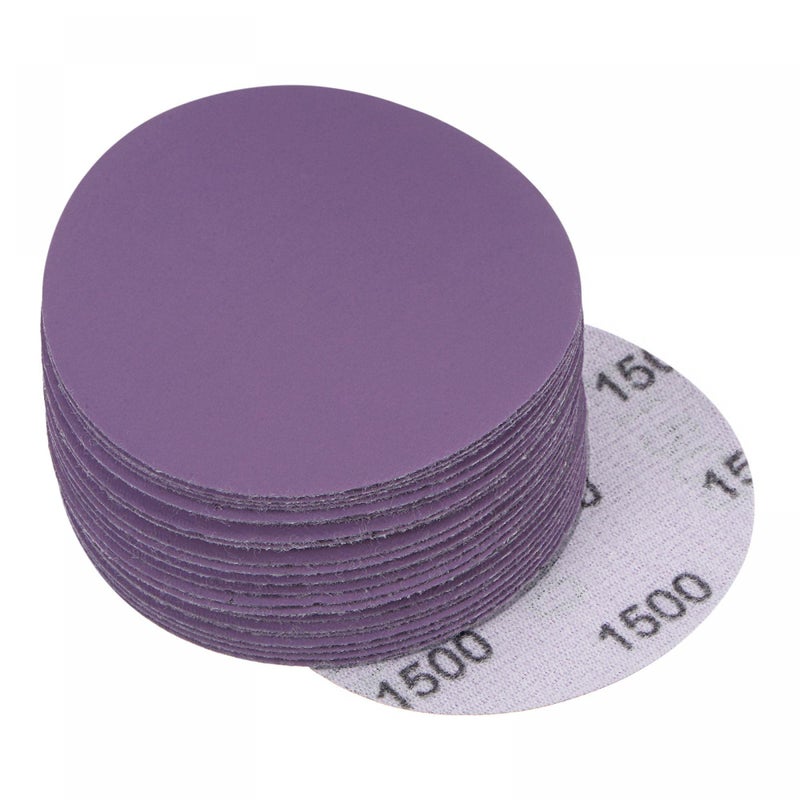 uxcell 30Pcs 3-Inch Purple Sanding Discs 1500 Grits Hook and Loop Professional Aluminum Oxide Sand Paper Wet Dry Polish for Wood Metal Paint Finishing - Image 1