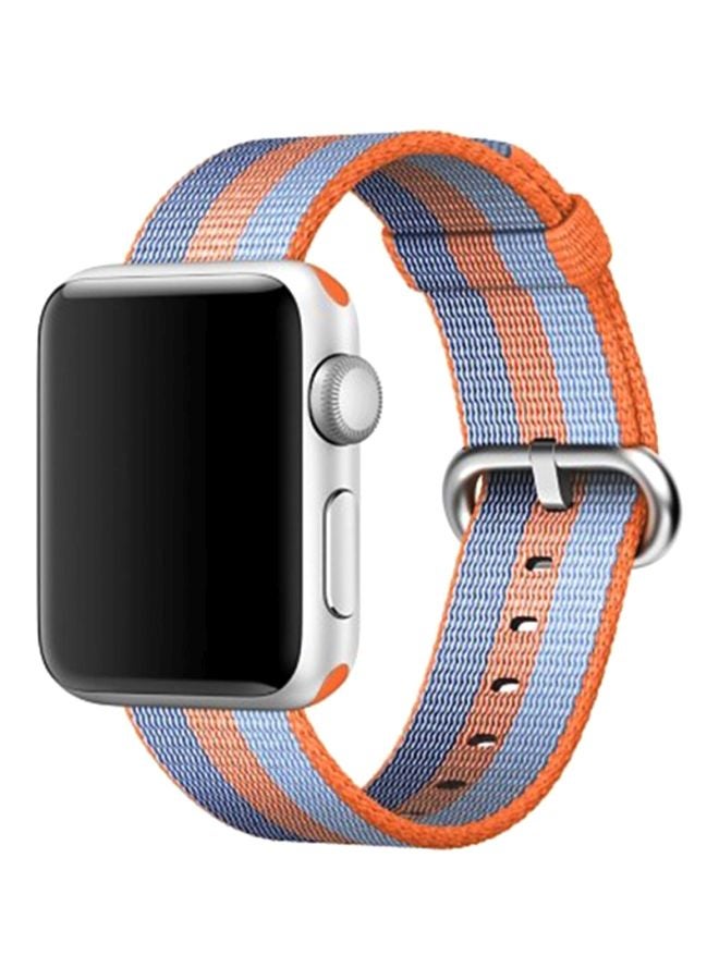 Ozone Woven Nylon Replacement Strap Band For Apple Watch Series 3/2/1 Blue/Orange - Image 1