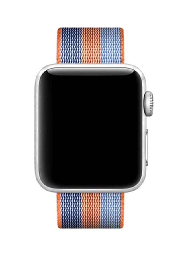 Ozone Woven Nylon Replacement Strap Band For Apple Watch Series 3/2/1 Blue/Orange - Image 2