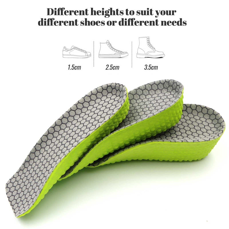 Yuheybe Height Increase Insoles for Men and Women, 3 Pairs Foot Arch Contour Shoes Lifts, Orthopedic Heel Lift Cushion Gel Leg Discrepancy Balancer (Green - 1.5cm 2.5cm 3.5cm) - Image 2