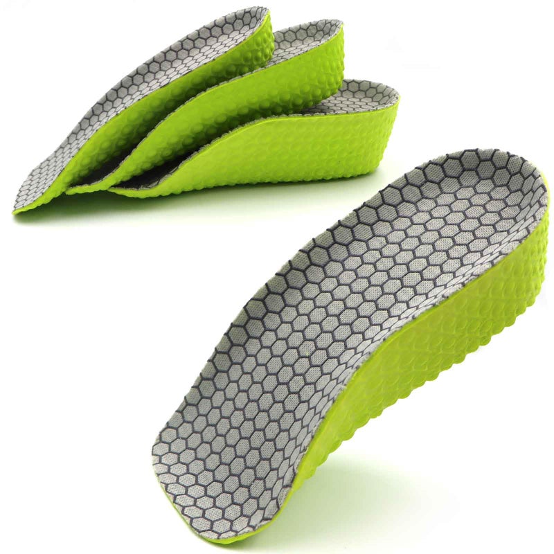 Yuheybe Height Increase Insoles for Men and Women, 3 Pairs Foot Arch Contour Shoes Lifts, Orthopedic Heel Lift Cushion Gel Leg Discrepancy Balancer (Green - 1.5cm 2.5cm 3.5cm) - Image 1