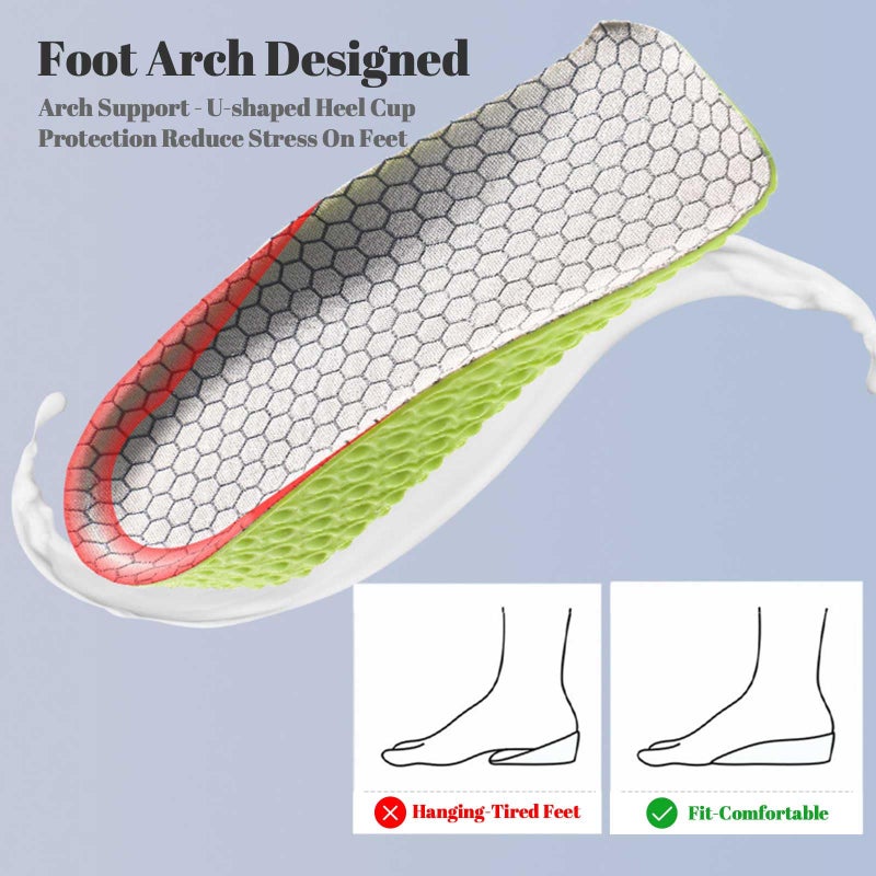 Yuheybe Height Increase Insoles for Men and Women, 3 Pairs Foot Arch Contour Shoes Lifts, Orthopedic Heel Lift Cushion Gel Leg Discrepancy Balancer (Green - 1.5cm 2.5cm 3.5cm) - Image 3