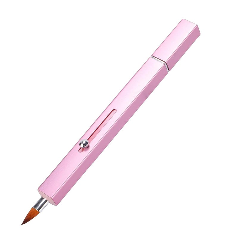 ZJchao Retractable Lipstick Brush Dual Head Makeup Brush with Cover for Lip Liner Concealer Pink Lightweight Metal Handle Travel Friendly - Image 4