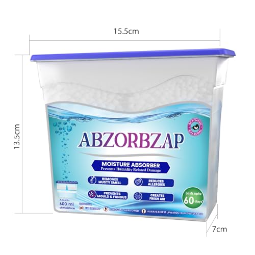 ABZORBZAP أبزوربزاب ماويستشر آبزوربر مع الفحم النشط | يمتص 600 مل من الرطوبة | مزيل رطوبة للخزانة، غرفة المعيشة والخزائن | يحمي من الرطوبة والعفن والفطريات والروائح الكريهة | - Image 2