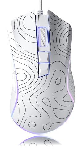 HITIME XVX G705 Wired Gaming Mouse, 12000 DPI RGB Gaming Mouse with 12 Backlit Modes & 7 Macro Buttons, PC Gaming Mice Support DIY Keybinding, Mouse Gamer Computer Mouse for Laptop PC Mac Windows,Topographic - Image 1