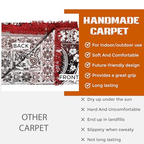Pure Source India Premium Soft Cotton Floor Carpet (5 X 7 Feet) for Living Room, Pooja Room, Bedroom & Home Décor – Non-Slip, Washable & Modern (Red) - Image 4