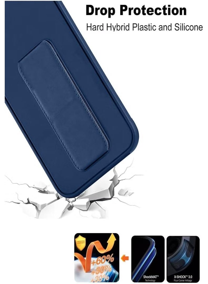 Muzz Back Stand Case Compatible with Honor X7C 2025, Magnetic Car Holder Soft Silicone Horizontal & Vertical Kickstand Cover Wrist Strap Full protection Case For Honor X7c (Blue) - Image 4