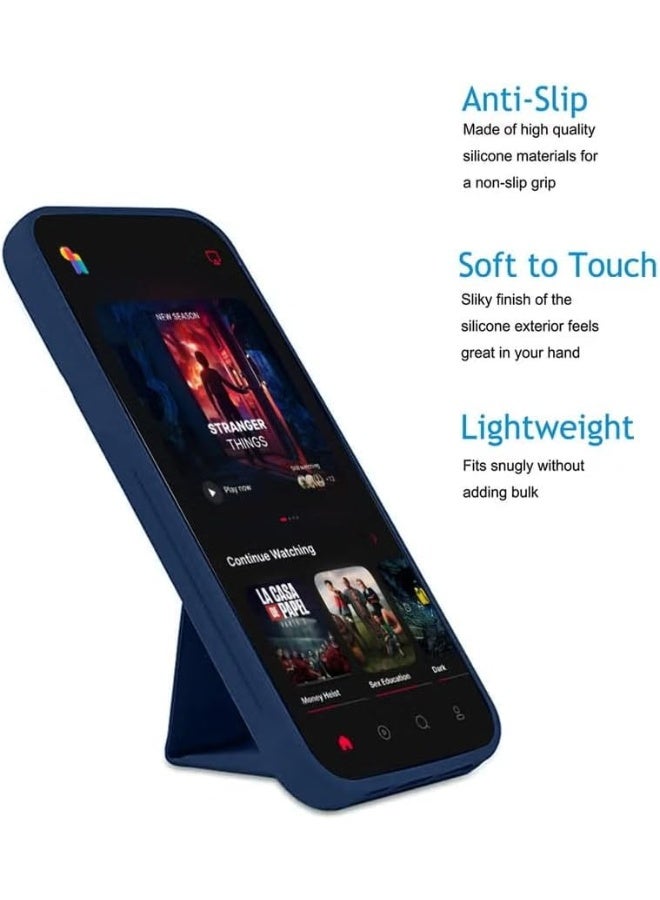 Muzz Back Stand Case Compatible with Honor X7C 2025, Magnetic Car Holder Soft Silicone Horizontal & Vertical Kickstand Cover Wrist Strap Full protection Case For Honor X7c (Blue) - Image 5