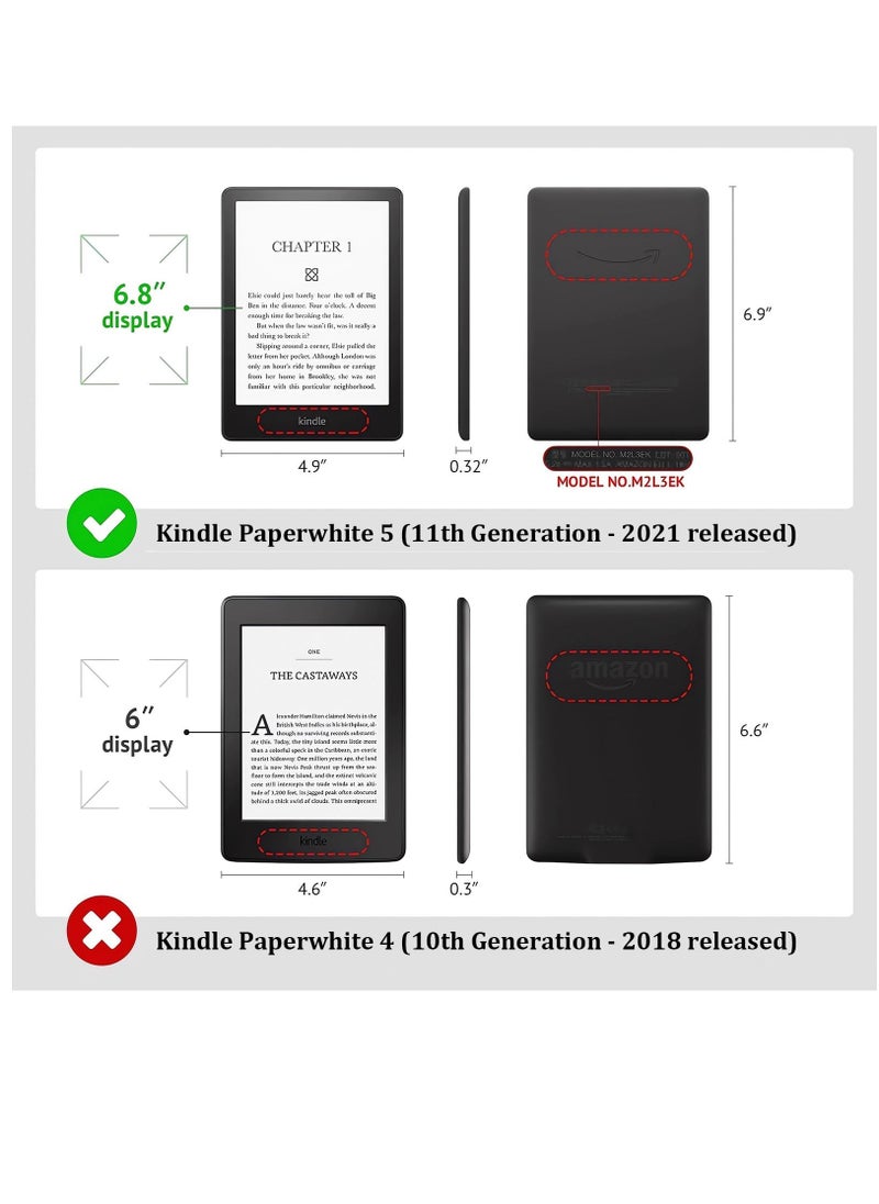 Excefore حافظة لجهاز Kindle Paperwhite مقاس 6.8 بوصة من الجيل الحادي عشر إصدار Signature Edition 2021 مع حزام يد من الجلد الصناعي إصدار 2023، زهور سحرية  - Image 2