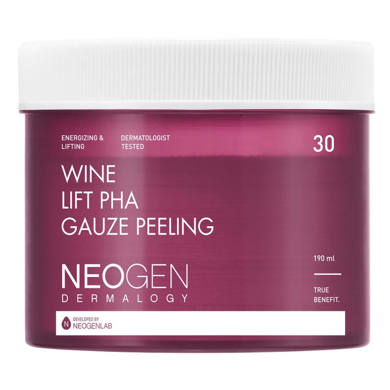 DERMALOGY by NEOGENLAB Wine Lift PHA Gauze Peeling Pads (30 pads) - Exfoliating & Revitalizing & Firming Peeling Pad with AHA, BHA, PHA, LHA & Wine & Peptide & Collagen - Korean Skin Care - Image 1