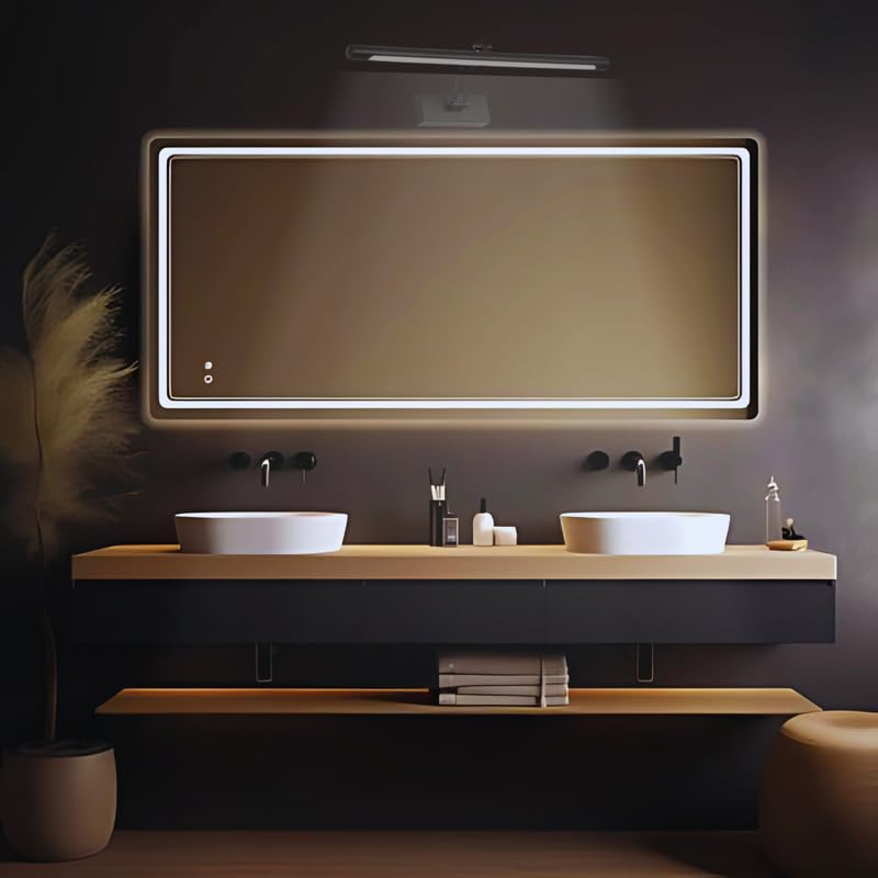 TENET Modern Mirror Lights 11 Inch 10W LED Wall Lamp Warm Natural and Cool White Stainless Steel Mirror Lighting Bathroom Light Bedroom Vanity Lamp Picture Focus Light Spot Lighting Black Finish - Image 2