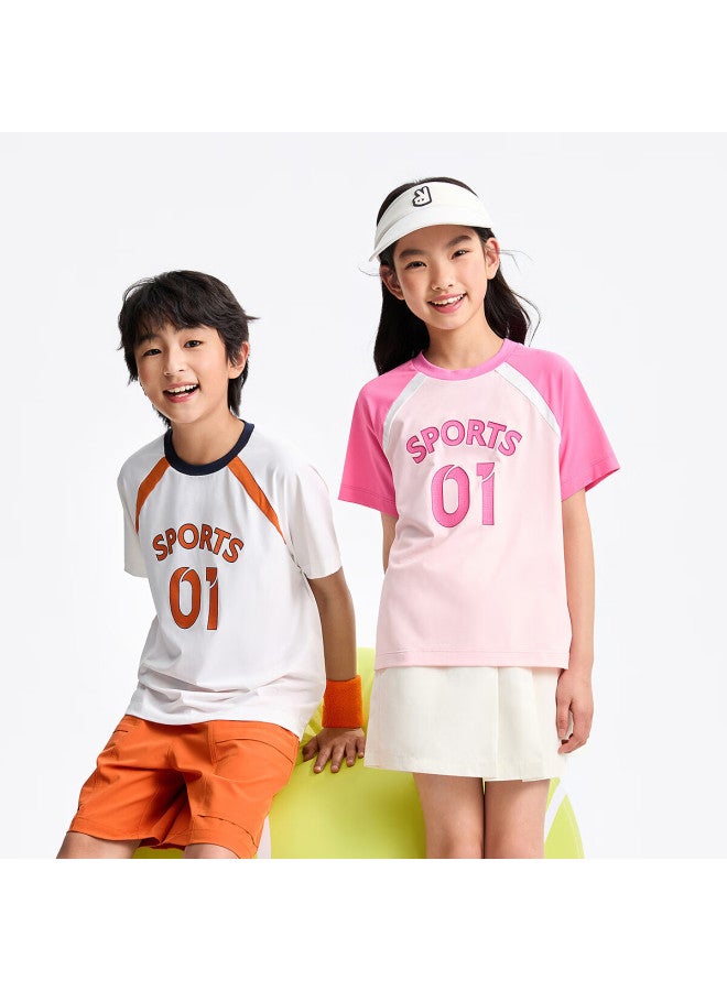 Annil Children'S Wear Boys And Girls Round Neck Short-Sleeved T-Shirt Summer New Breathable Cool Feeling Sports Wind Elasticity - Image 2