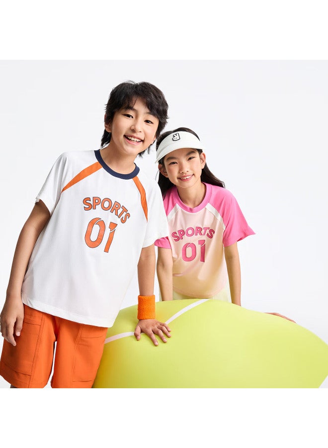 Annil Children'S Wear Boys And Girls Round Neck Short-Sleeved T-Shirt Summer New Breathable Cool Feeling Sports Wind Elasticity - Image 1