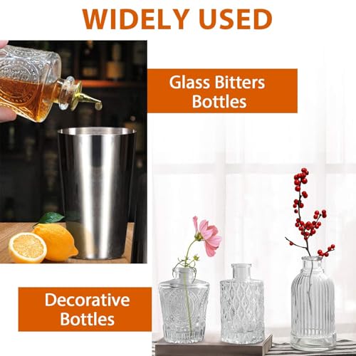 LINALL Bitters Bottle Set - Glass Vintage Bottle, Decorative Bottles with Dash Top, Dasher Bottles for Making Cocktail Great For Bartender Home Bar (3 pack) - Image 4
