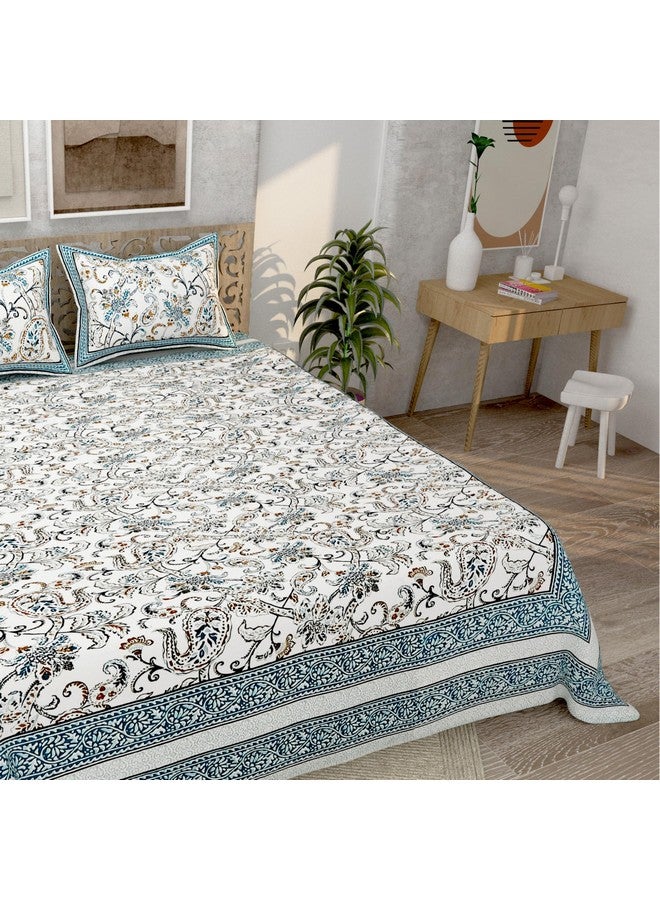 EasyGoods® 240 TC Pure Cotton Bedsheet for Double Bed, King & Queen Size Bed, Jaipur Rajasthani Design with 2 Pillow Covers, Extra Soft & Wrinkle Free, 90 x 103 inches, Sea Green (Monarch06) - Image 2