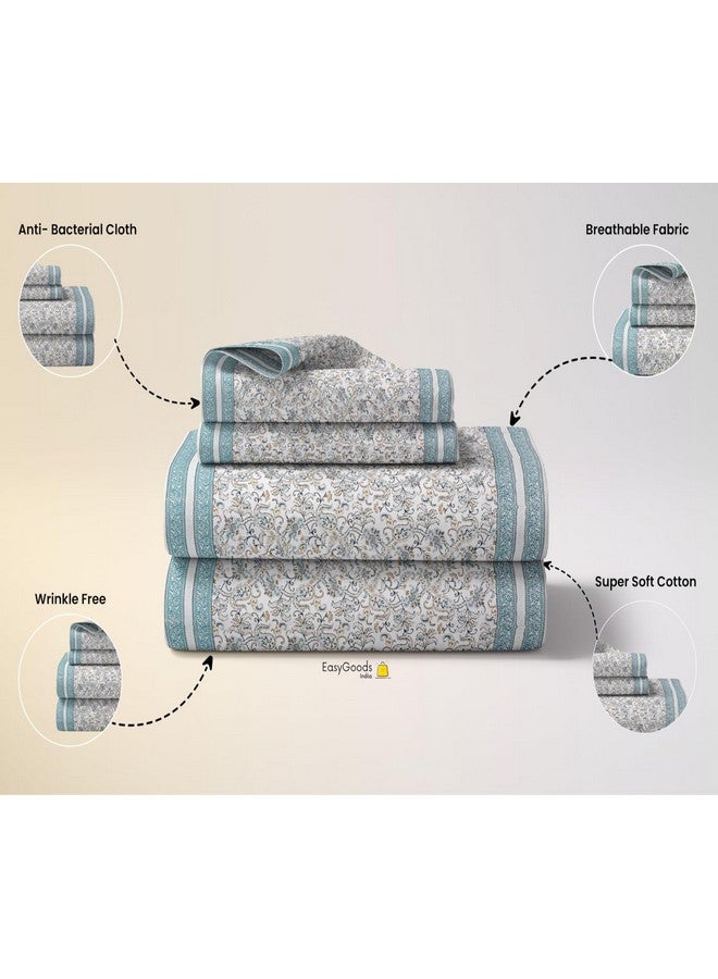 EasyGoods® 240 TC Pure Cotton Bedsheet for Double Bed, King & Queen Size Bed, Jaipur Rajasthani Design with 2 Pillow Covers, Extra Soft & Wrinkle Free, 90 x 103 inches, Sea Green (Monarch06) - Image 5