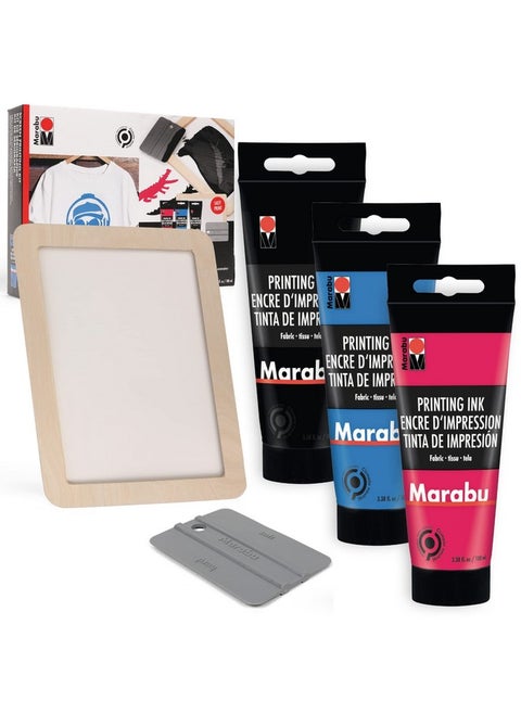 Screen Printing Kit Set Screen Print Kit With Reusable Wooden Frame 1 Screen Printing Squeegee And 3 X 100Ml Ink Silk Screen Printing Kit For Beginners