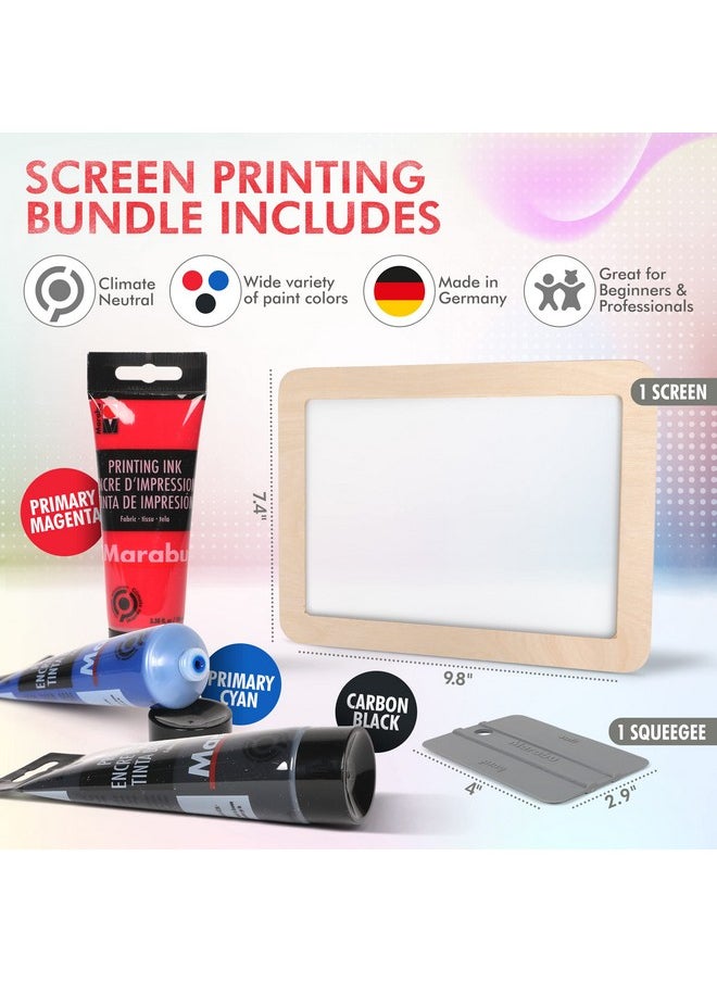 Screen Printing Kit Set Screen Print Kit With Reusable Wooden Frame 1 Screen Printing Squeegee And 3 X 100Ml Ink Silk Screen Printing Kit For Beginners