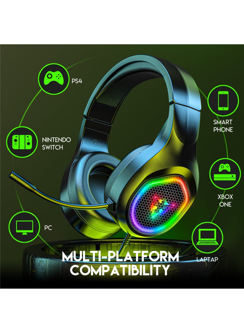 Rock Pow Wired Over Ear Gaming Headphone with Mic and LED Light for PS4 PS5 XOne XSeries NSwitch PC Headset for Computer Black - Image 5