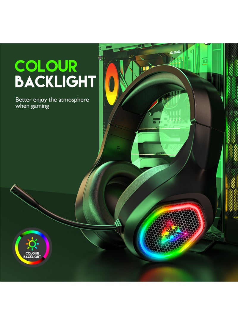 Rock Pow Wired Over Ear Gaming Headphone with Mic and LED Light for PS4 PS5 XOne XSeries NSwitch PC Headset for Computer Black - Image 3