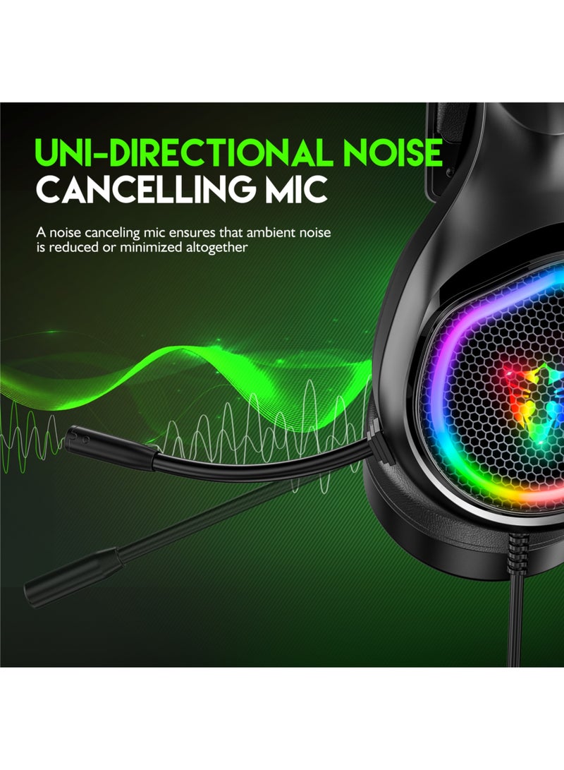 Rock Pow Wired Over Ear Gaming Headphone with Mic and LED Light for PS4 PS5 XOne XSeries NSwitch PC Headset for Computer Black - Image 4