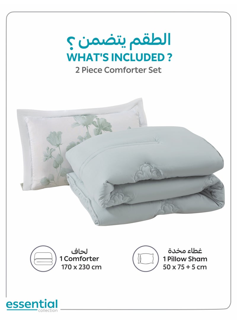 دوناتيلا طقم مفرش ريجنت قطعتين مقاس مفرد ونص 170 × 230 سم بحشوة ثابتة رمادي - Image 2