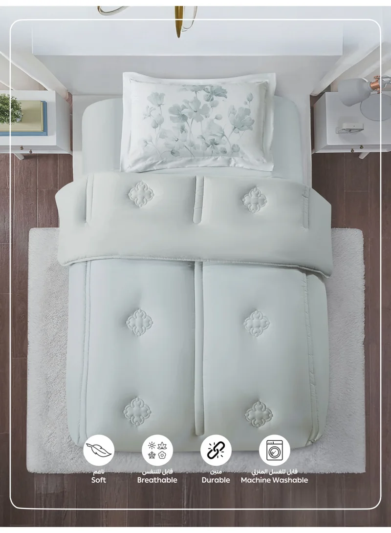 Donetella SINGLE - 2Pcs Bedding Comforter Set, Single Size 170x230 cm - 2-Pcs Digital Print Quilted Bed Set, Microfiber Fabric - 1 Comforter And  1 Pillow Sham  | Best Price UAE