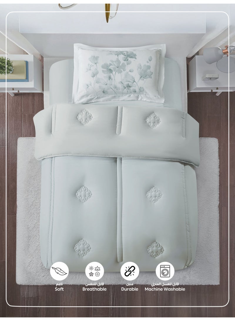 Donetella Bedding Comforter Set, Single Size 170x230 cm - 2-Pcs Digital Print Quilted Bed Set, Microfiber Fabric - 1 Comforter And  1 Pillow Sham - Image 5
