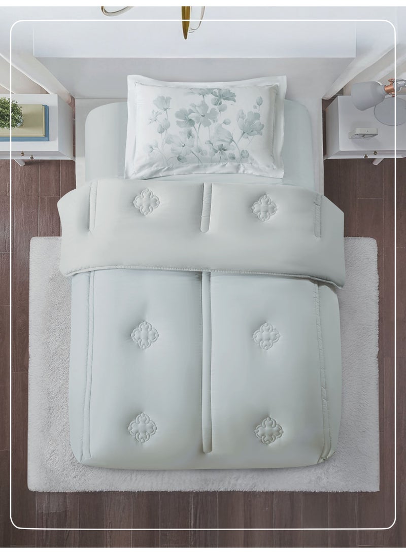 Donetella Bedding Comforter Set, Single Size 170x230 cm - 2-Pcs Digital Print Quilted Bed Set, Microfiber Fabric - 1 Comforter And  1 Pillow Sham - Image 1